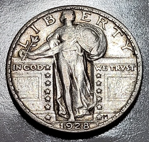 1928 Standing Liberty Quarter EF XF Original Toning Problem Free 25c SLQ