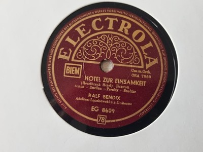 Ralf Bendix - Hotel Zur Einsamkeit Schellack Germany/ CV Elvis Presley