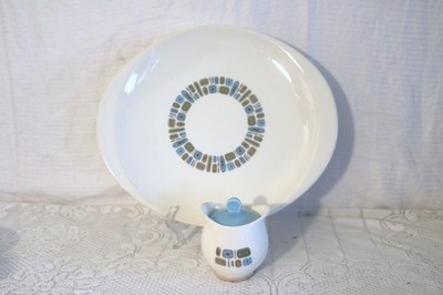 CANONSBURG ATOMIC TEMPORAMA MCM 13 7/8'' Oval Platter 3 3/4'' Sugar Bowl w/Lid