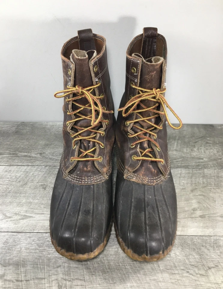 Botas masculinas vintage LL Bean tamanho 11 couro Maine caça pato sapato borracha - Imagem 3 de 4