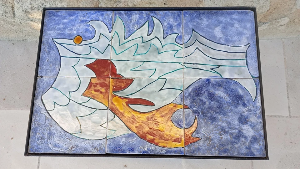 1950 JEAN & ROBERT CLOUTIER ? TABLE BASSE CERAMIQUE Vallauris Capron Chambost - Photo 2/4