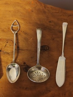 Vintage Sterling Silver seive spoon butter slice etc x 3 job lot