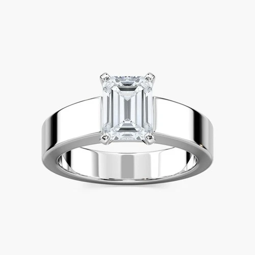 2 Ct D Color VVS1"Emerald Cut Moissanite Engagement Solitaire Silver Ring Size 7