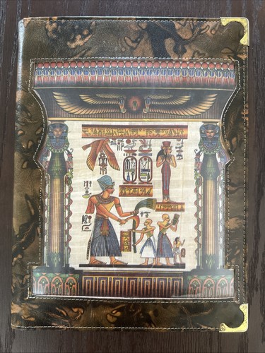 Egyptian Genuine Camel Leather Brown Embossed Papyrus Notebook 12 5/8" X 9.5”