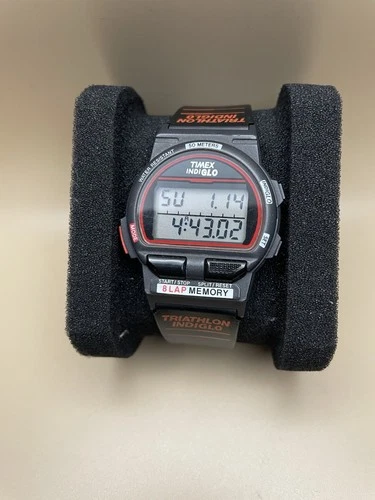 Vintage Timex 8 Lap Ironman Triathlon Digital Watch Indiglo Red New Battery
