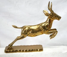 Vintage 12 inch Brass Jumping Springbok Antelope from South Africa (Kudu Impala)