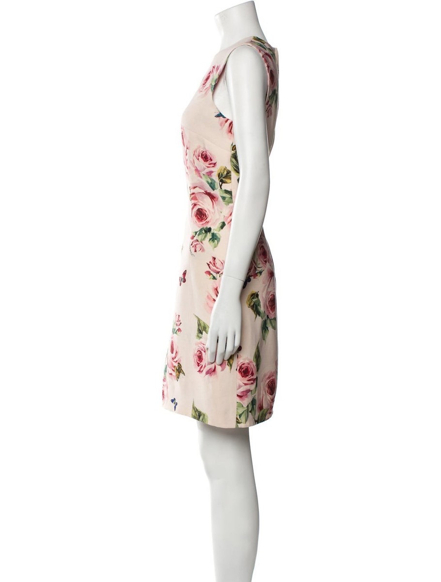 RARE $2,950 DOLCE & GABBANA Rose Butterfly Floral Silk Wool