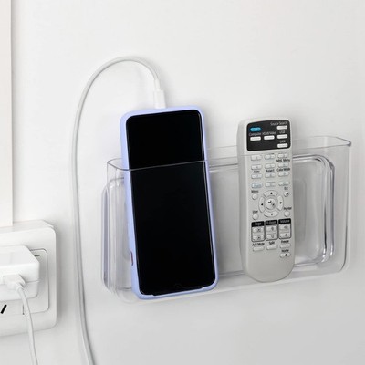 Clear Wall Mount Storage Organizer Box For Phone Remote Control Holder Large