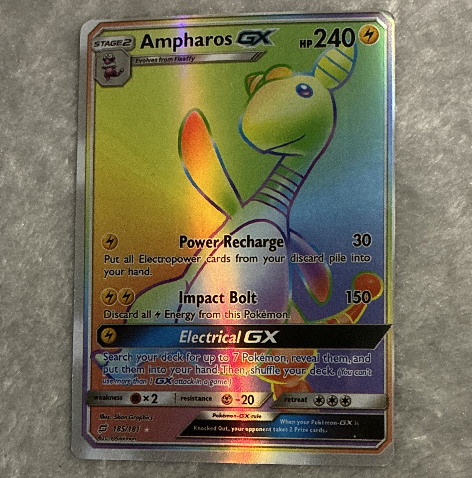 The Pokémon Company Ampharos GX 185/181 Secret Rare Holo English 2019