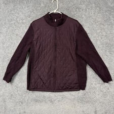 Croft & Barrow Jacket Women 2X Plus Plum Purple Quilted Knit Coastal Grandmacore
