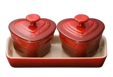 Le creuset Cherry Red Heart Petite Ramekin D'Amour set NEW from Japan