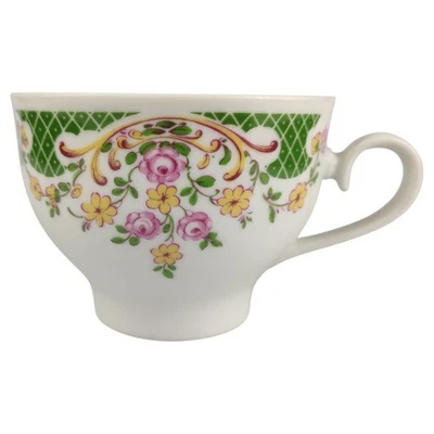 Kaffeetasse Seltmann Weiden Florales Muster gründes Gitter - Bild 1 von 4