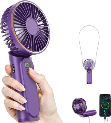 TUNISE Portable Handheld Fan, 4000mAh, 180 Adjustable, 6 Speed Wind, USB Recharg