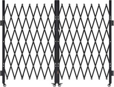 Lockable Double Folding Security Gate with Swivel Casters - 129.92" x 63.19