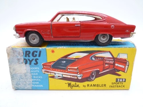 VINTAGE CORGI TOYS 263 MARLIN BY RAMBLER SPORTS FASTBACK IN ORIGINAL BOX 1966