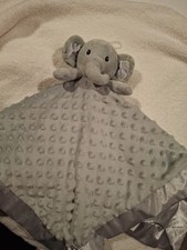 SUPER STAR BABY GRAY ELEPHANT PLUSH MINKY DOT LOVEY LARGE 22" SECURITY BLANKET