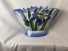 Vintage Hull Pottery Iris Vase Planter Blue Yellow Floral #802 USA 9.5”