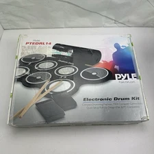 Pyle PTEDRL14 Electronic Drum Kit Sticks DVD Foot Pedals New Open Box