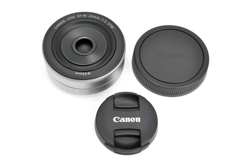 Top Mint Canon EF-M 22mm F2 STM Silver AF Wide Angle Lens w/caps from Japan 2289