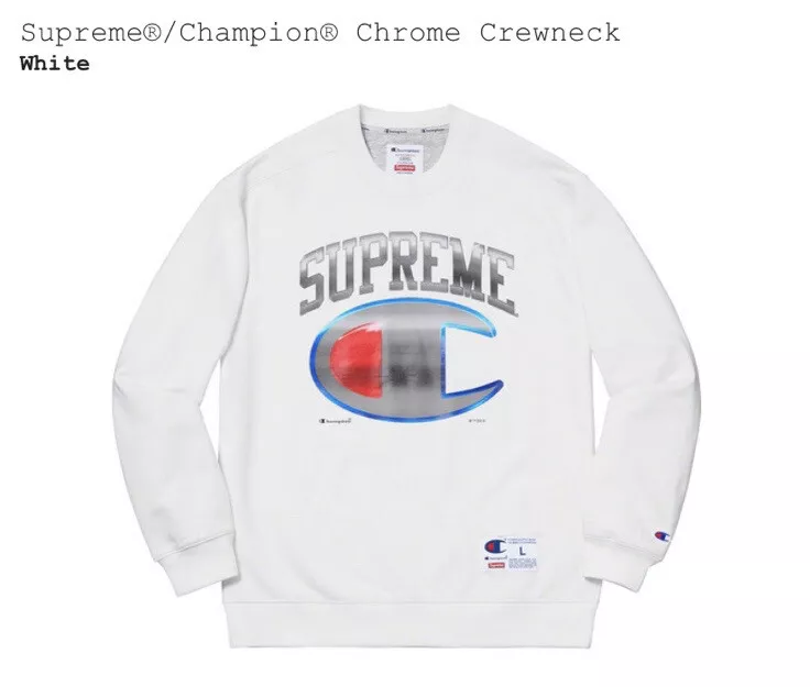 Supreme Champion Chrome Crewneck White (Size M) Brand New SS19 | eBay