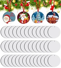 Duufin 40 Pieces Sublimation Ornament Blanks 3" Sublimation Christmas Ornamen...