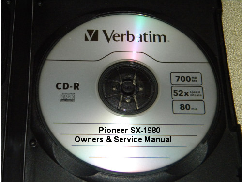 PIONEER STEREO  RECEIVER SX-1980 OWNERS & SERVICE MANUAL ON A CD IN A HARD CASE 