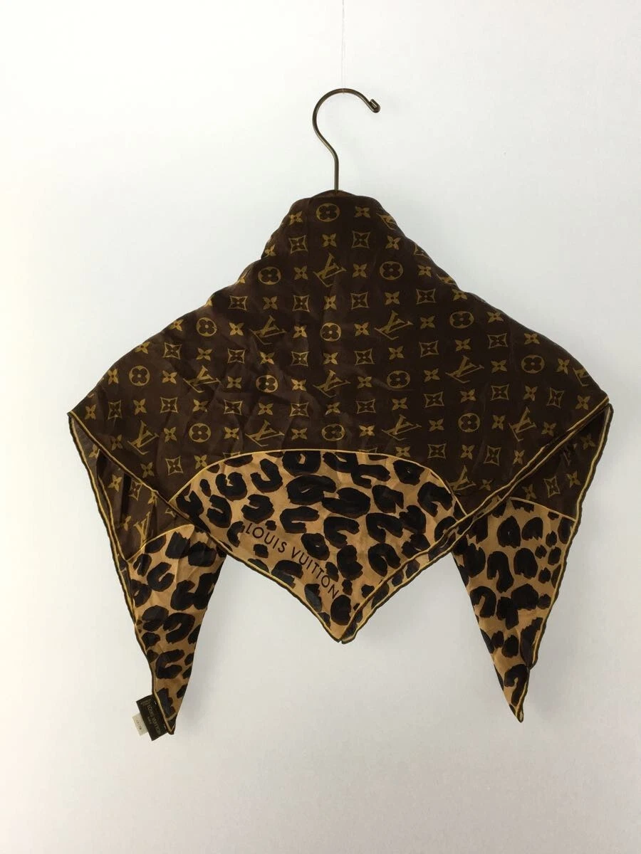 Louis Vuitton Brown Monogram Leopard Print Square Silk Scarf Louis