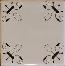 Black and White Ceramic Wall Tiles with Tulip design (50)
