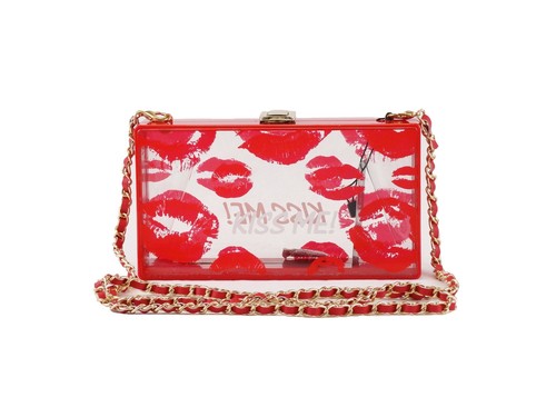 Women Acrylic Fashion Kiss Lips Clutch Minaudiere Handbag