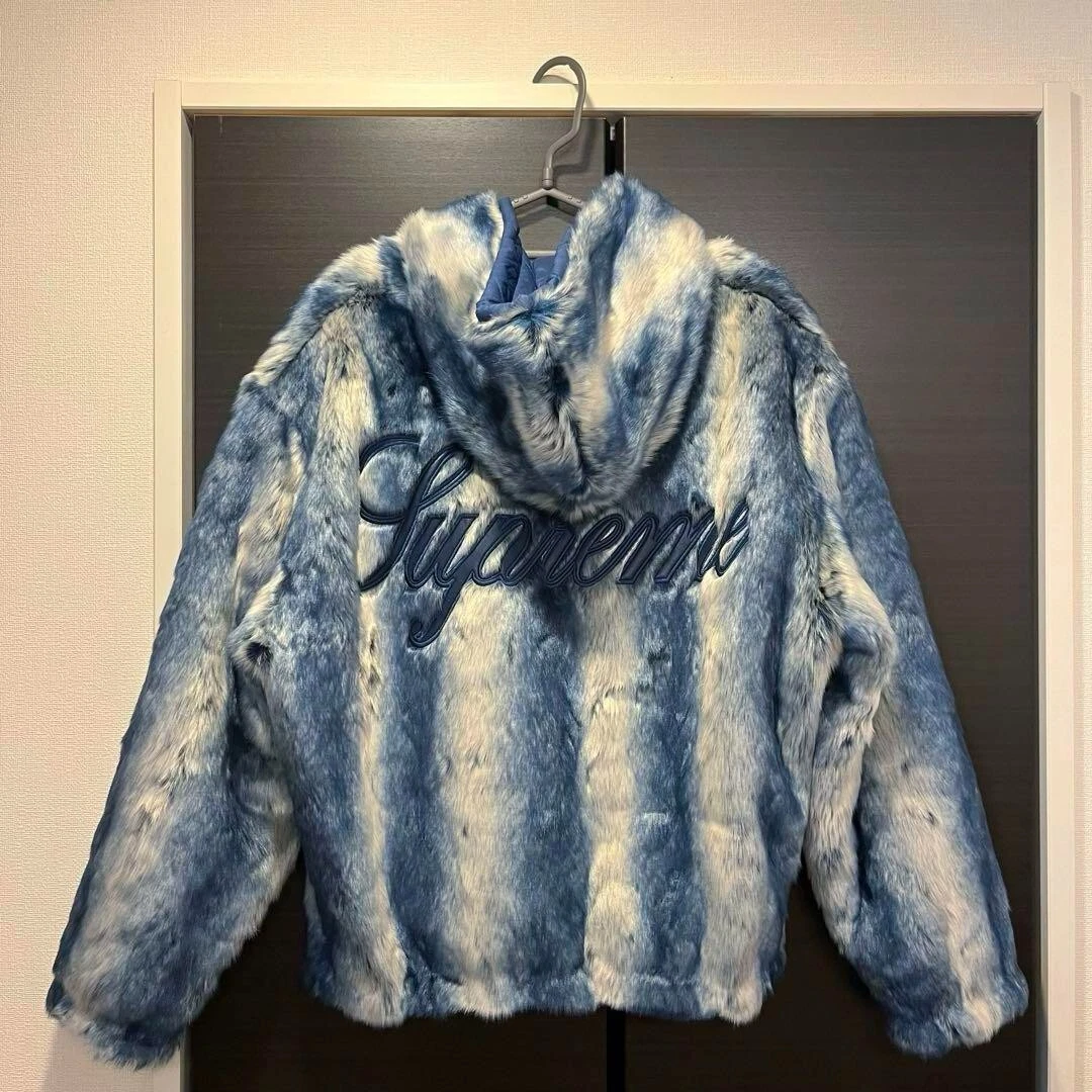Veste réversible Supreme fausse fourrure bleu glace acrylique nylon homme taille M occasion