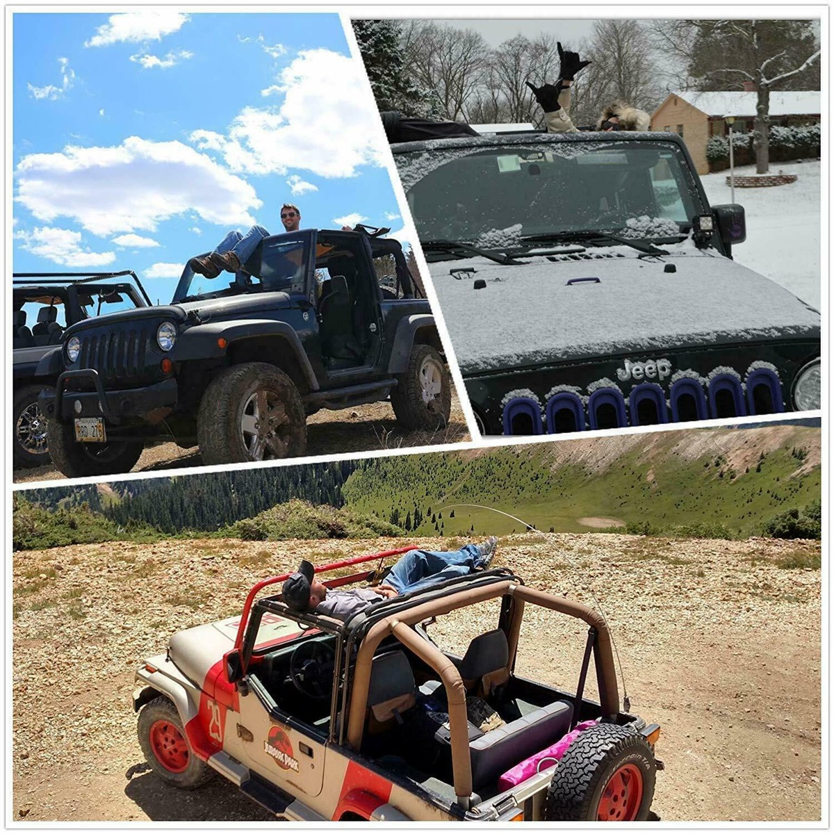KUIFORTI Windshield Sun Shade for Jeep Wrangler TJ JK JKU JL JLU, Black