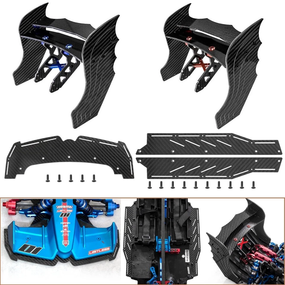 For ARRMA 1/7 LIMITLESS V2 Carbon Fiber Front Splitter Side Skirt Tail Wing Set - Image 2 of 4