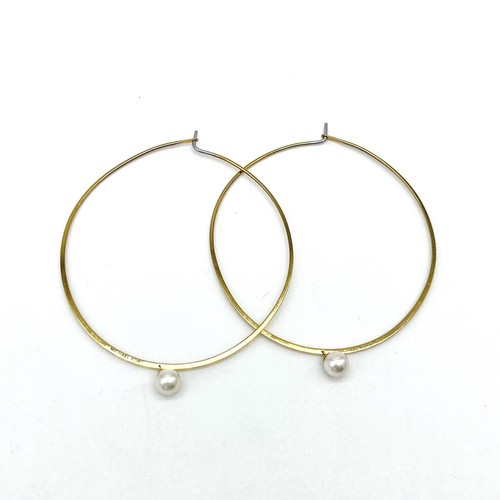 Michael Kors Hoop Earrings Gold Tone Faux Pearl Dangle Drop
