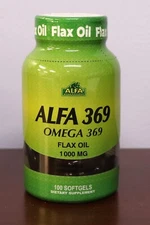 NEW Alfa 369 Omega 369 Flax Oil 1000 Mg Dietary Supplement 100 Soft Gels 01/2027
