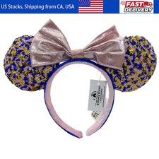 US Disney-Park's Pink Navy Gold Sequin Minnie Mouse Ear Headband2021