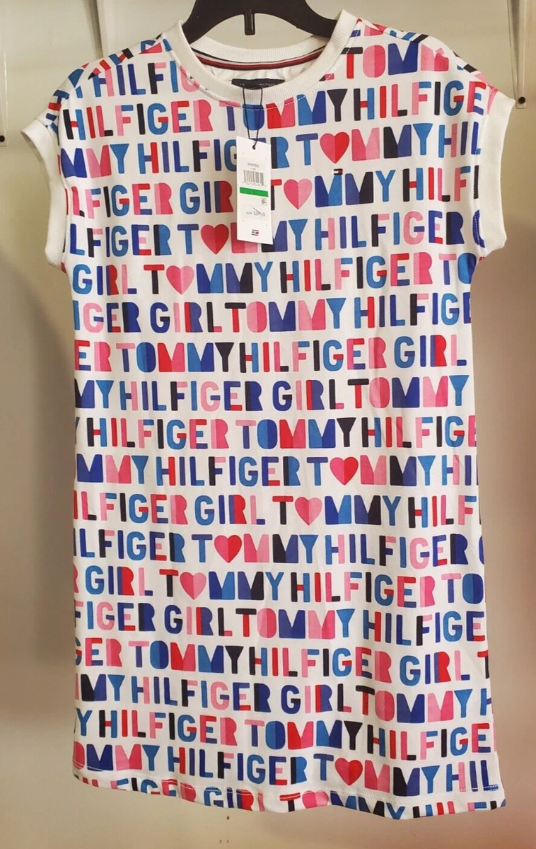 NWT Girl&#039;s Tommy Hilfiger Summer T-Shirt Dress Size Large Logo $60 4C479 | eBay