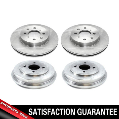 Front + Rear Brake Rotorss & Drums 4 PCS For Honda Civic 2001