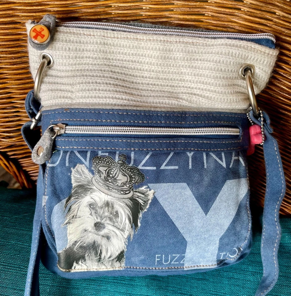 Fuzzy Nation терьер сумка через плечо меховой интерьер новый - Изображение 2 из 4