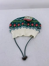 More & Merrier Holiday Pet Beanie L/XL Christmas Print Green Red White