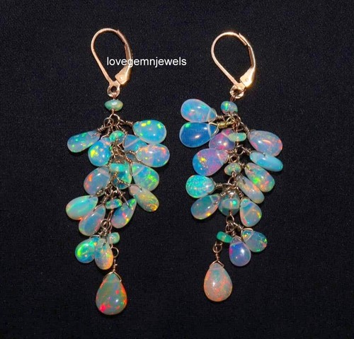 Natural Ethiopian opal almond earring in 925 sterling silver white opal earrings - Picture 3 of 6