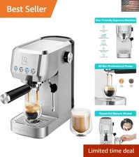 Semi-Automatic Stainless Steel Espresso Maker with 20 Bar Pressure & Frother