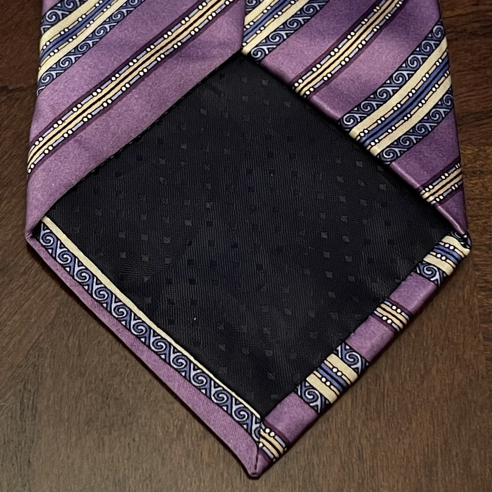 Corbata Birmania Bibas oro púrpura 100 % seda para hombre hecha en China Foto 2 de 4