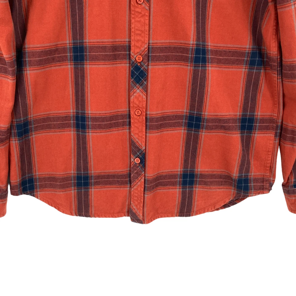 Tavik Button Up Shirt Mens Large Orange Plaid Flannel Cotton Long Sleeve Collar - Image 3 of 4
