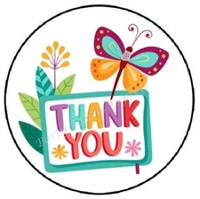 THANK YOU BUTTERFLIES ENVELOPE SEALS LABELS STICKERS PARTY FAVORS