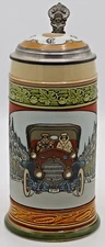 Automobile Driving Bliss by Mettlach 1/2 L German beer stein antique # 3202
