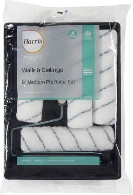 Harris Walls & Ceilings 9'' Medium Pile Sleeve Farbroller Set mit Tablett & Rahmen
