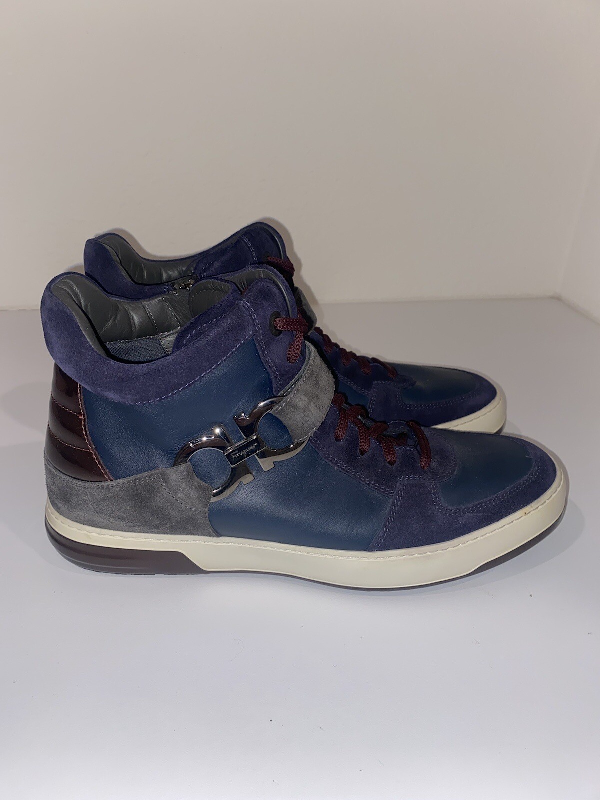 Salvatore Ferragamo Leather High Top Sneakers