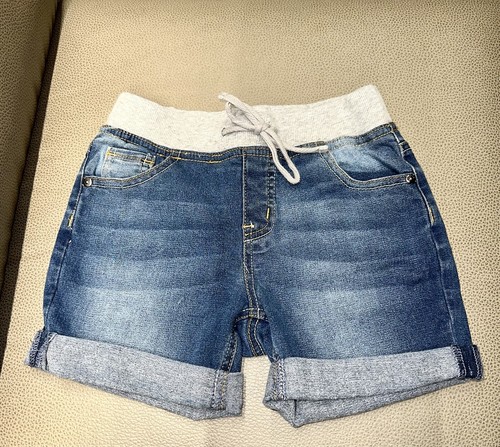 Justice Girls Sz 16 Plus Cropped Blue Jeans With Gray Knit Ribbed Waist Band EUC - Picture 8 of 12