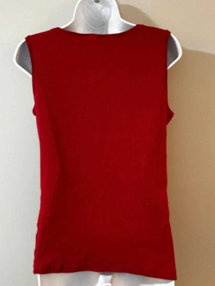 Top de mujer Karen Scott talla M rojo sin mangas cuello redondo 100 % algodón Foto 2 de 4