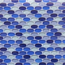 Oval Glass Mosaic Tile Mix Blue